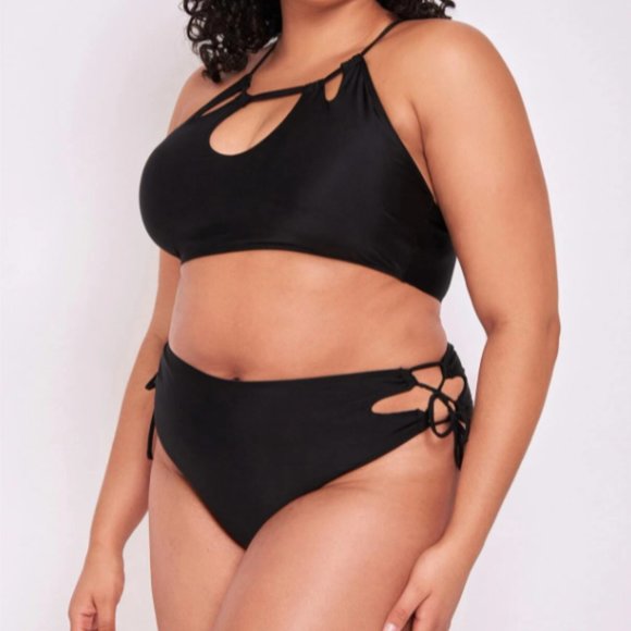 Side Drawstring Cut-Out Bikini Swimsuit – Plus – 1X & 2X - Picture 5 of 5